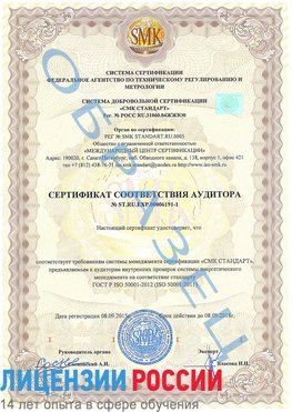 Образец сертификата соответствия аудитора №ST.RU.EXP.00006191-1 Каспийск Сертификат ISO 50001